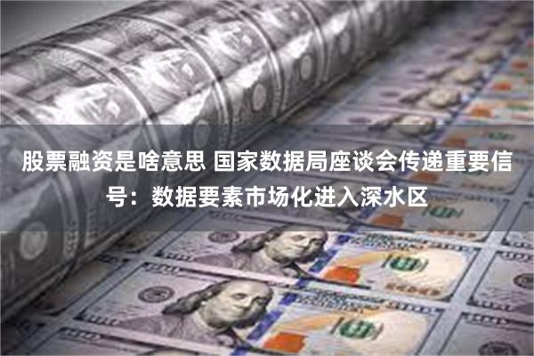 股票融资是啥意思 国家数据局座谈会传递重要信号：数据要素市场化进入深水区