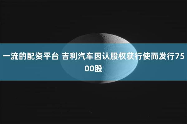 一流的配资平台 吉利汽车因认股权获行使而发行7500股